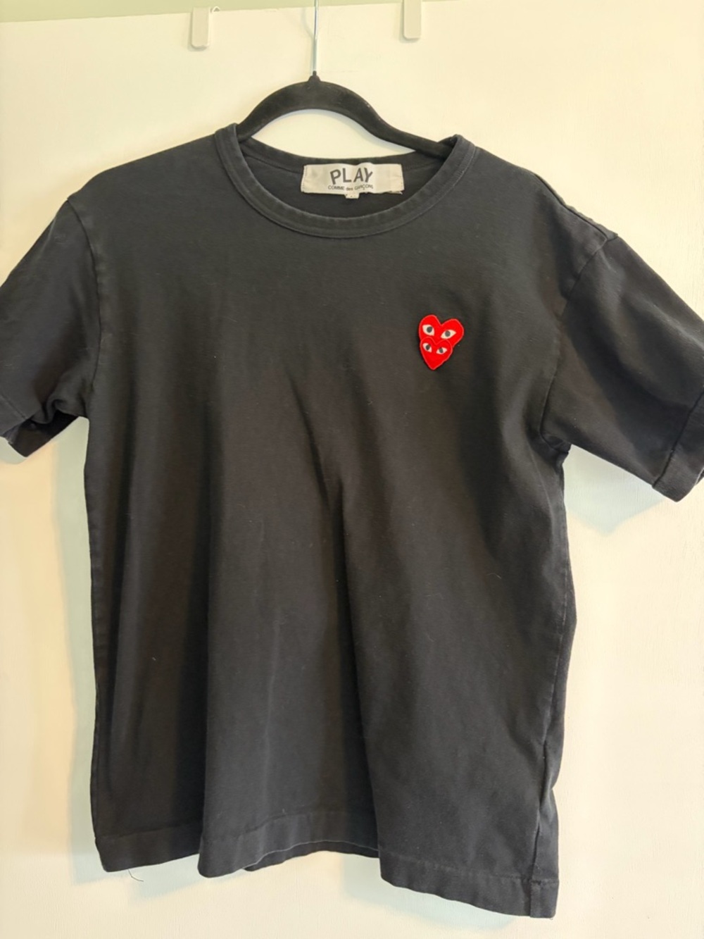 Comme des Garçons PLAY Black Tee with Red Heart Patch